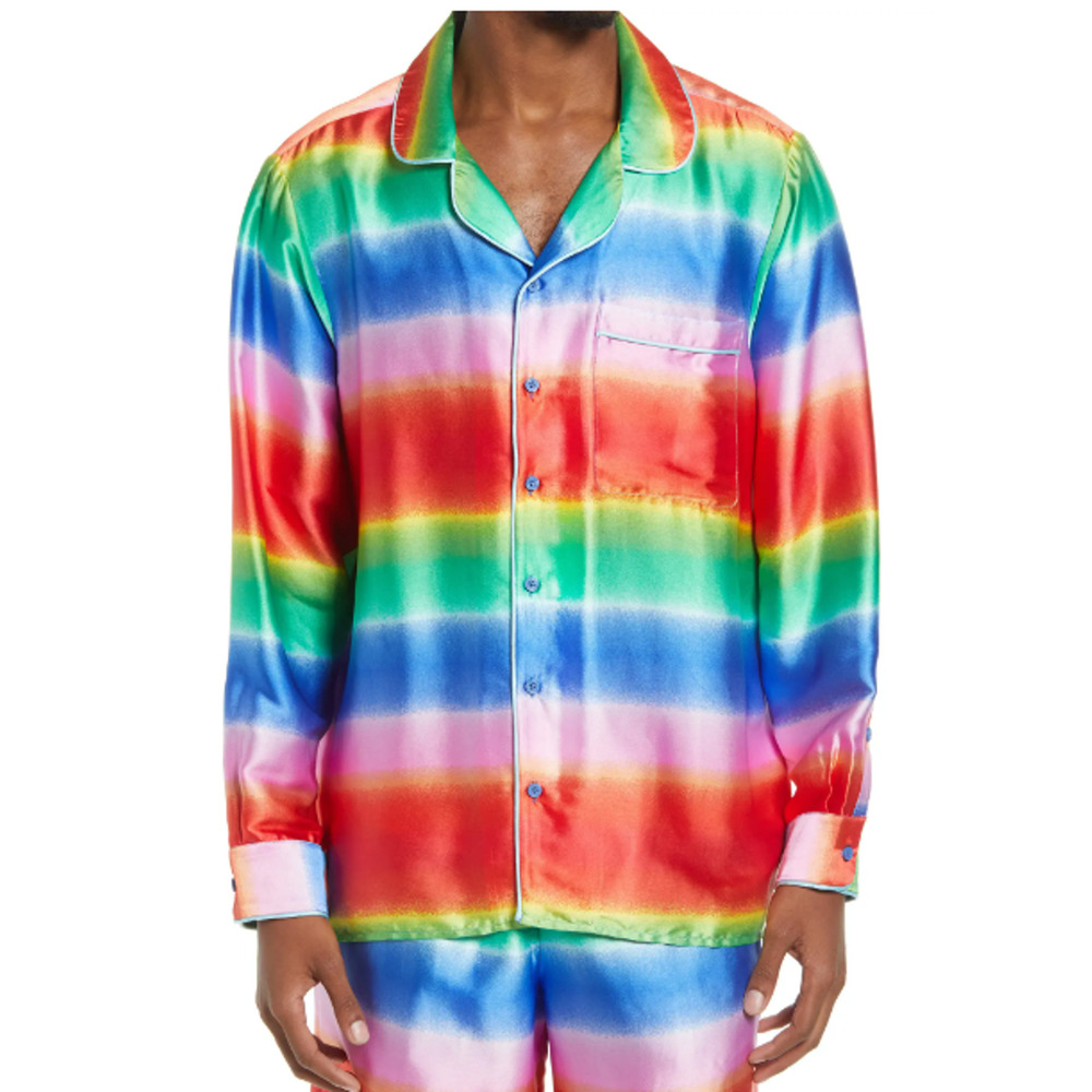 BP. BE PROUD Pride Gender Inclusive Print Satin Shirt  - Small